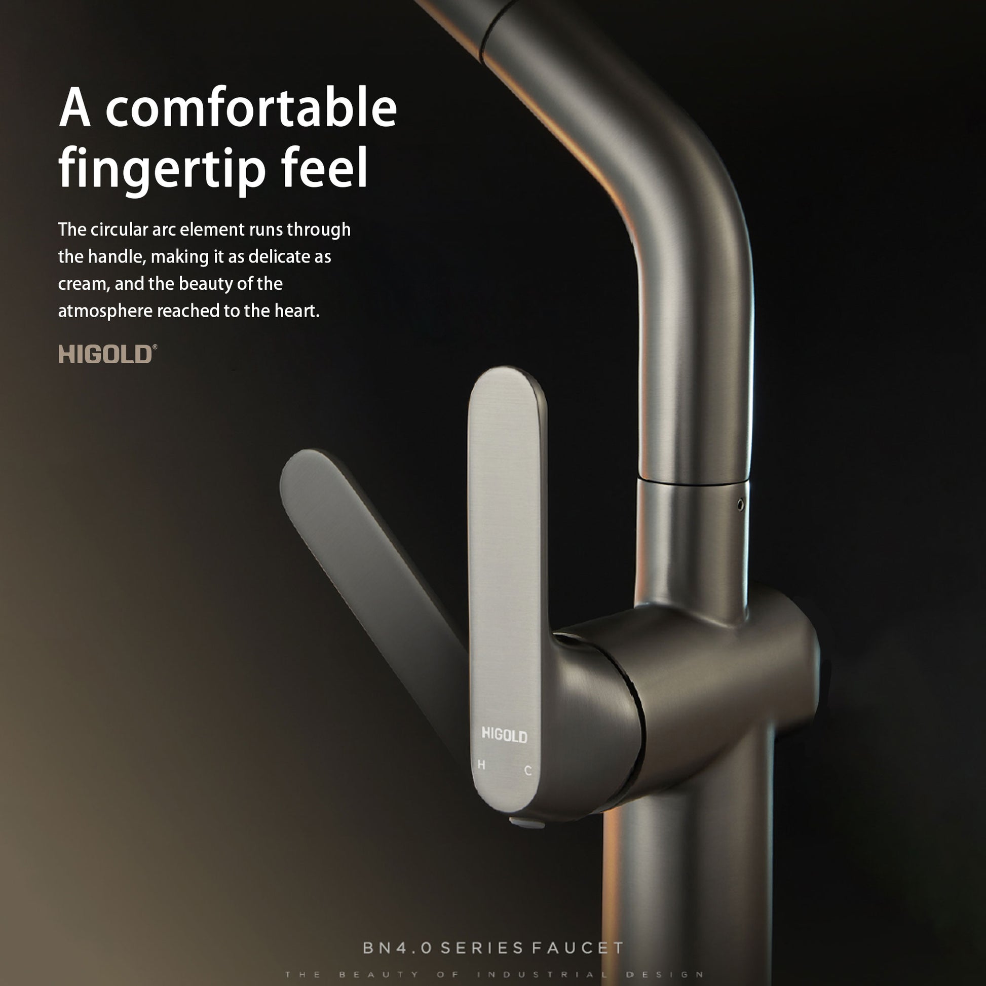 HIGOLD BN4.0 Single Handle Pull Down Kitchen Faucet w/ IF Award, Blk Gold Finish